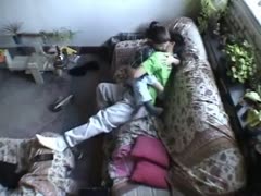 A couple having sex is being recorded by a hidden camera.